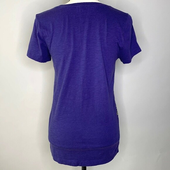 J Crew Geometric Gold Sequin Tee Shirt Women Small Purple - Picture 6 of 9
